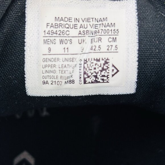 Converse CT All Star 149426C Unisex Mens 9 Wo’s 11 Black Leather High Sneakers - Picture 7 of 11